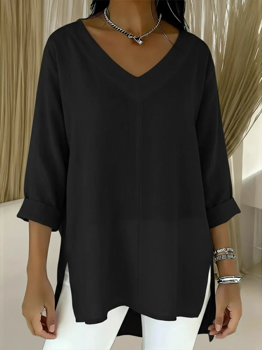 💝💝Women's Spring And Summer Casual V-neck Linen And Cotton Top